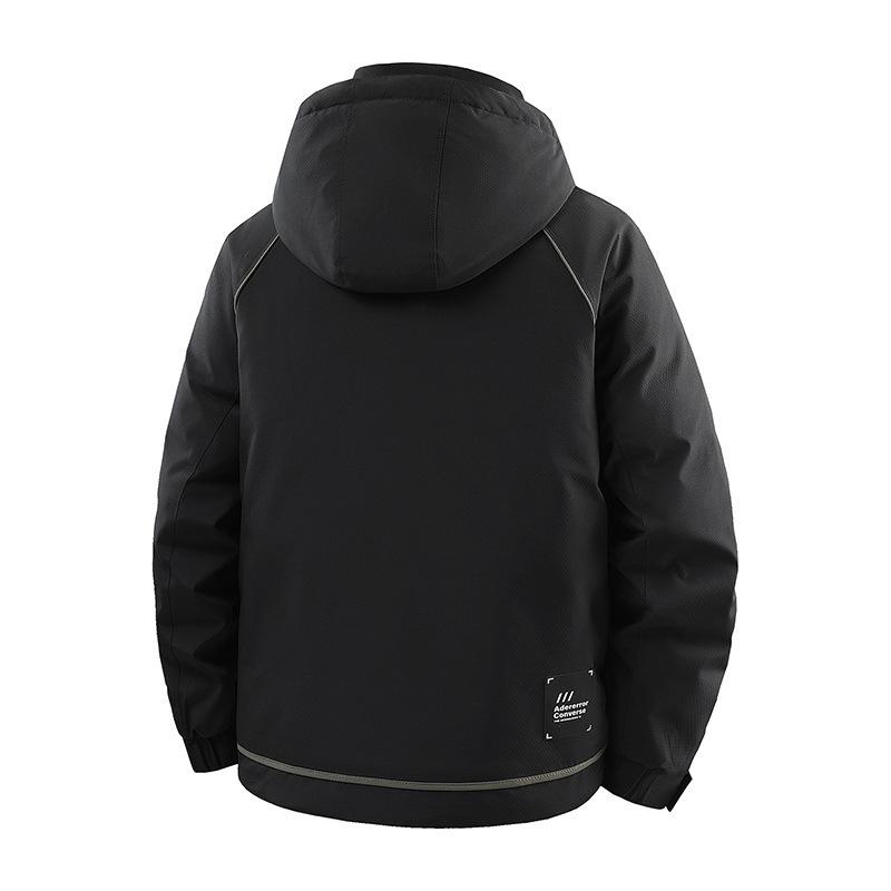 Men's Trendy Windproof Hooded Winter Jacket, Thickened Warm Graphene with White Duck Down.