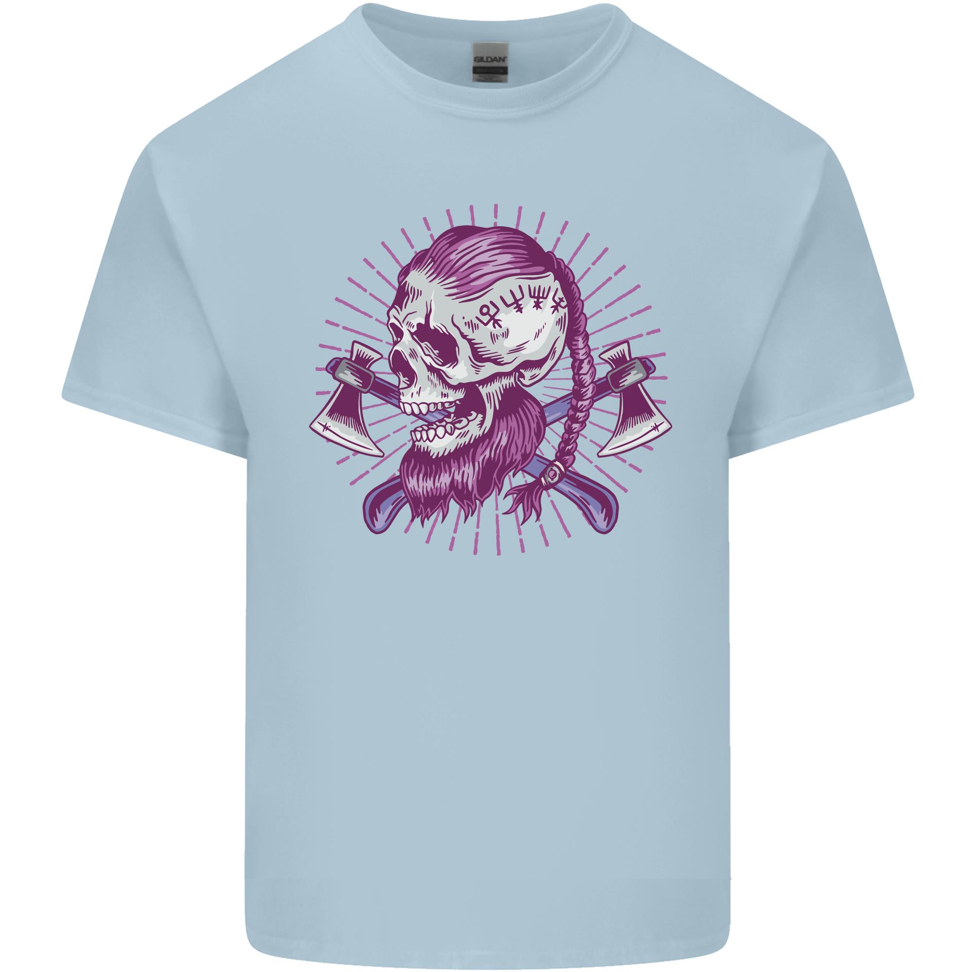 Viking Axe Skull Unisexs Light Cotton Tshirt S