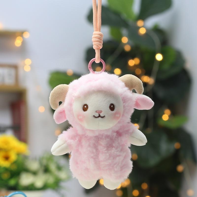 Soft Fluffy Lamb Plush Keychain With Necklace Multi Color Options Perfect For Backpack Decoration Birthday Gifts For Kids Girls