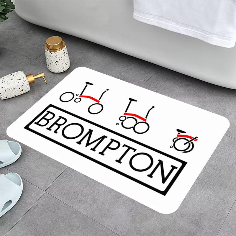 

Brompton Bicycle Pattern Bath Mat Non-slip Absorbent Bathroom Carpet Rug with ECG Line Design Home Decoration Door Mat Entrance (as the picture,30X50CM)