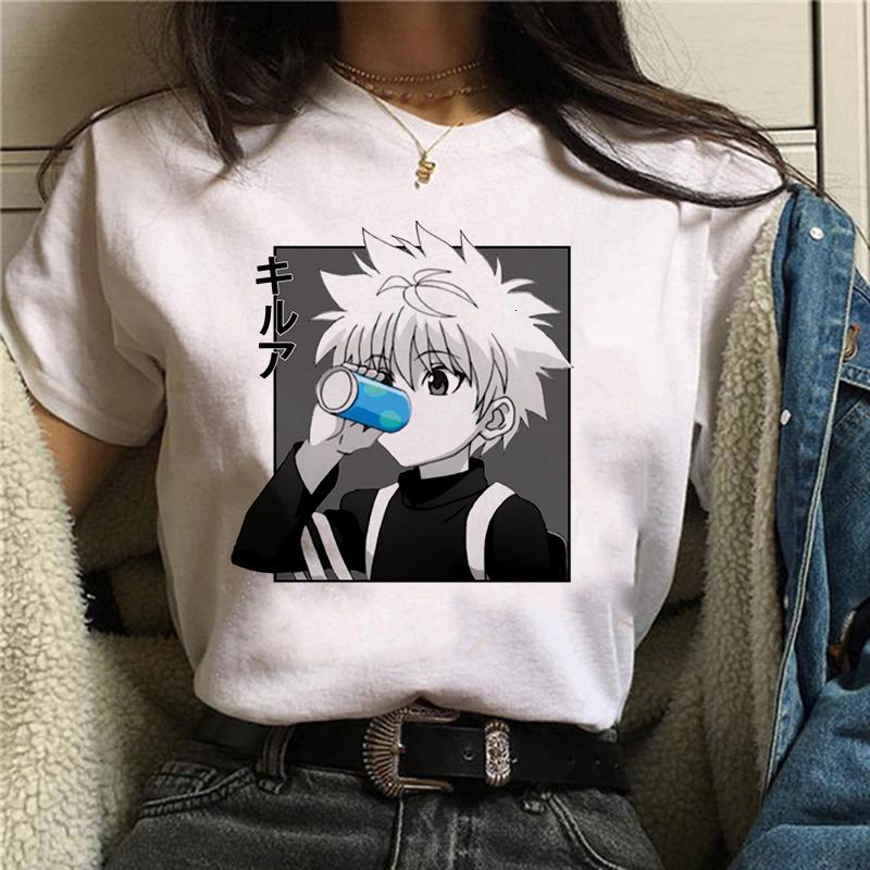 

Kawaii Hunter X Hunter Футболка Женщины Футболки Топы Killua Zoldyck Футболка Круглая шея Повседневная Мягкая Аниме Графическая Женская одежда