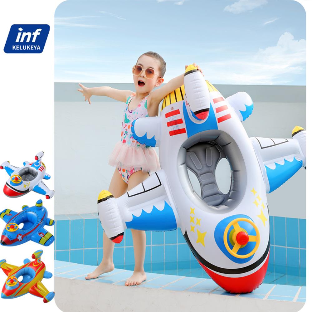 Fashion Cute Airplane Kids Swimming Ring Inflatable Baby Seat Float Thickened Safe Summer Pool Beach Water Entertainment