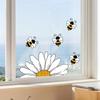 Adorable Bee & Sunflower Watercolor Window Cling - Removable PVC Decal for Bedroom, Living Room, Kitchen