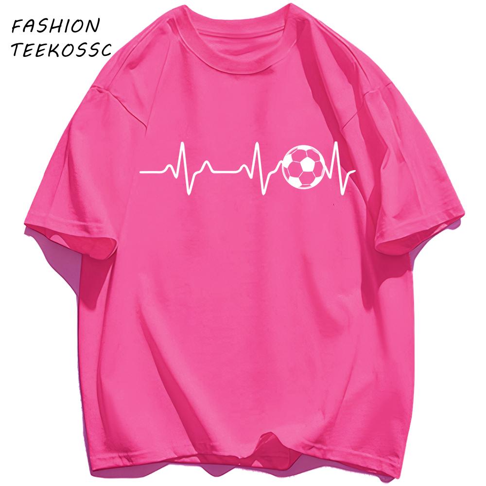 Football Electrocardiogram Print Men T Shirt Crewneck Summer TShirt Casual Loose Clothes Unisex AllMatch Cotton Sportswear