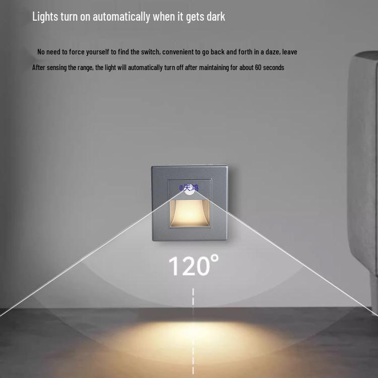 86-Type Floor Lamp with Motion Sensor Night Light for Stairs and Corridors