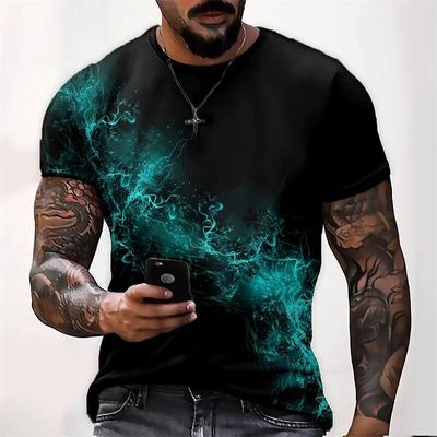 T-Shirt mit Naturlandschaft-Aufdruck, modisches Herren-Rundhals-T-Shirt, lässiges Aurora-Muster, hübsche, schnell trocknende Herren-T-Shirts