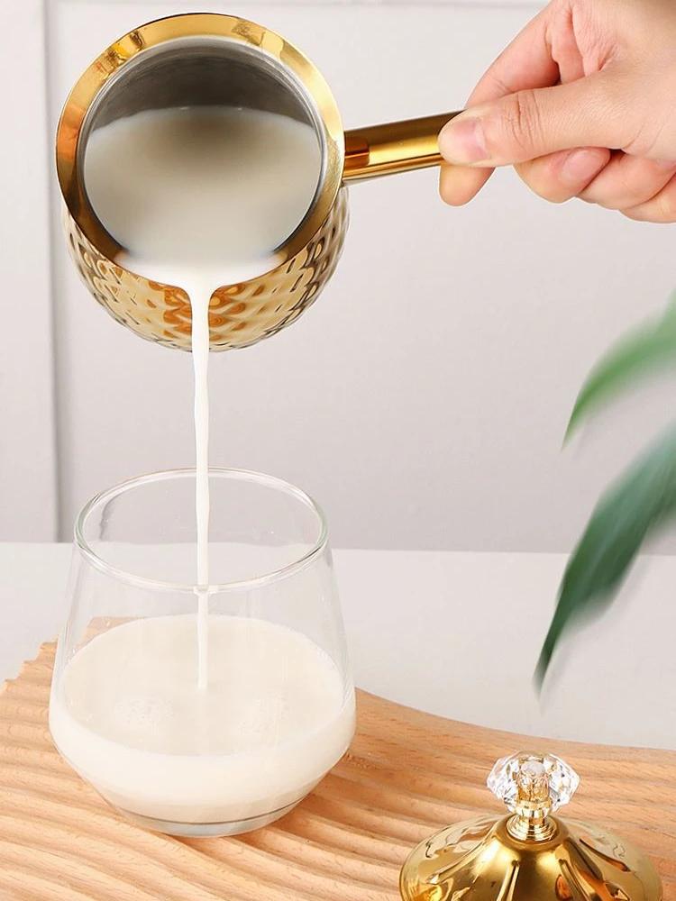 Stainless Steel Milk Pot 200 400 600ML Multifunction Small Fryer Flat Bottom Design For Coffee Milk Heating Kitchen Tool