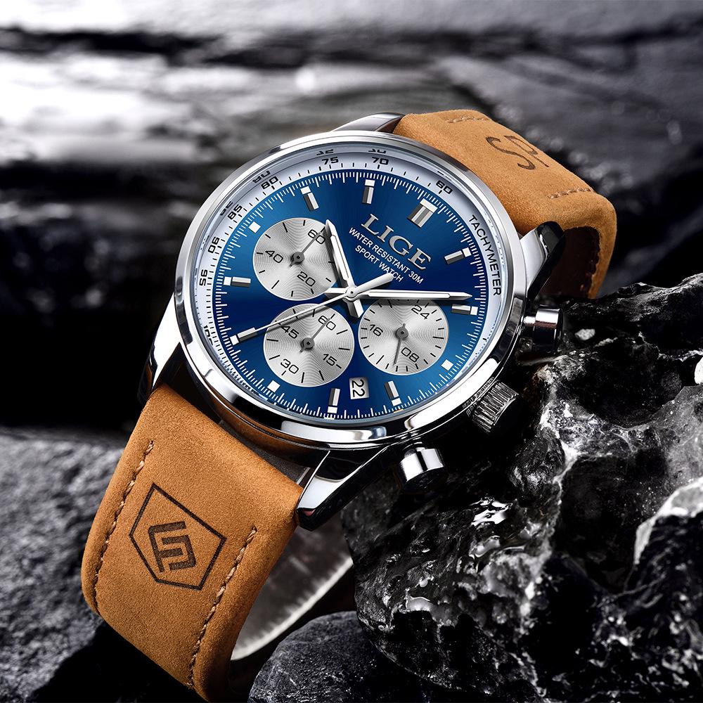 LIGE Men's Multifunctional Waterproof Quartz Watch - Luminous Business Design