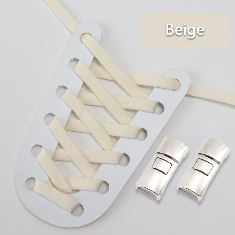 No Tie Shoelaces for Sneakers Flat Shoe Laces Elastic Metal Lock Convenient Personality Lazy Shoelace Rubber Band 1 Pair