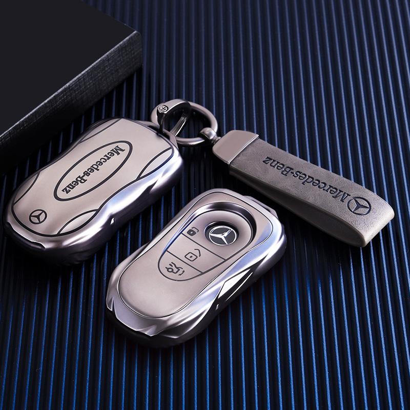 PZQ2 Leather Car Key Case Cover Fob Protector for Mercedes Benz GLC300L E30 W207 A C E S G GLS Class W177 W205 W213 W222 G63 X167 AMG