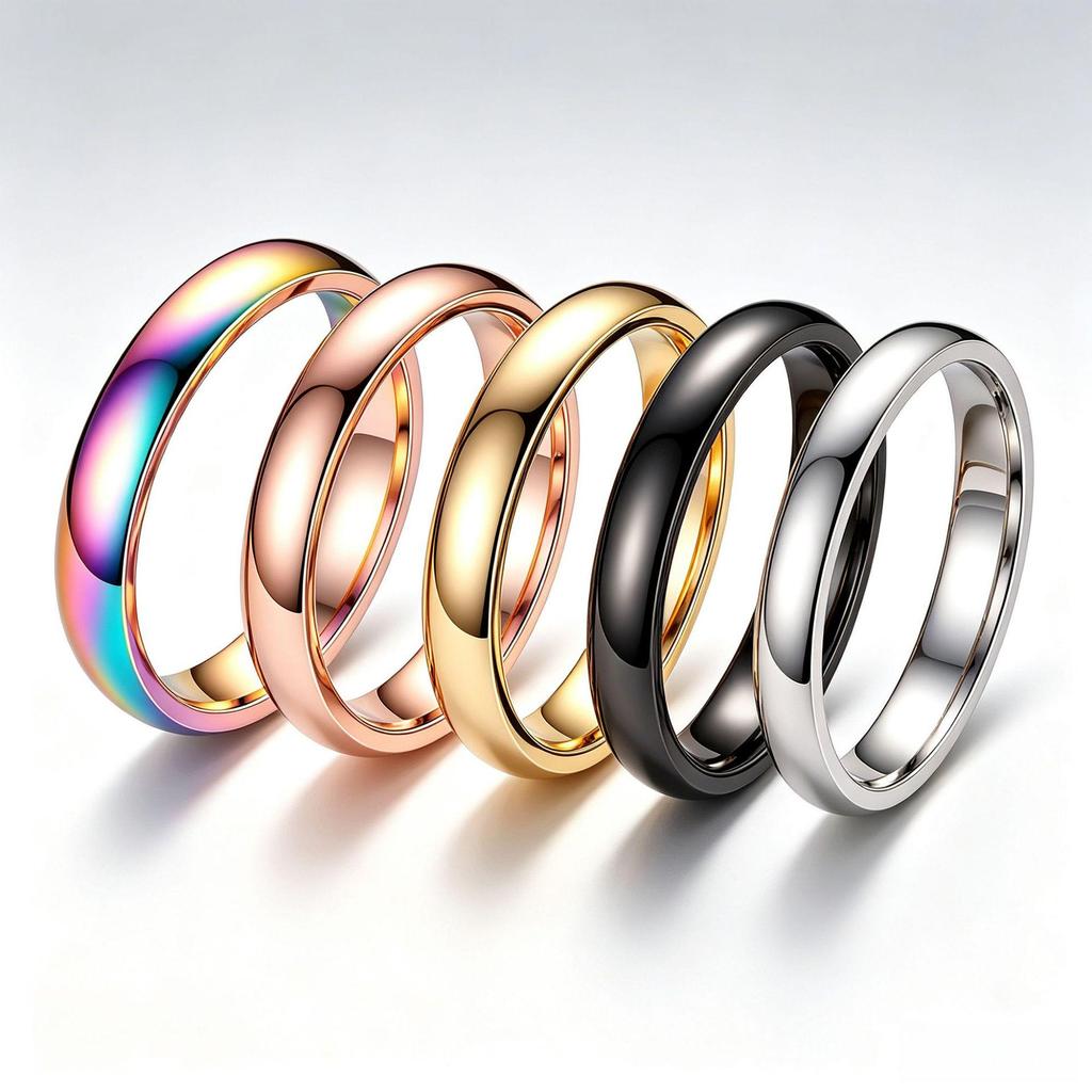 Korean Style 4MM Colorfast Stainless Steel Couple Ring for Women