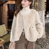 Women's Winter Faux Mink Fur Coat Cotton Padded Thickened Korean Style Double Breasted Overcoat