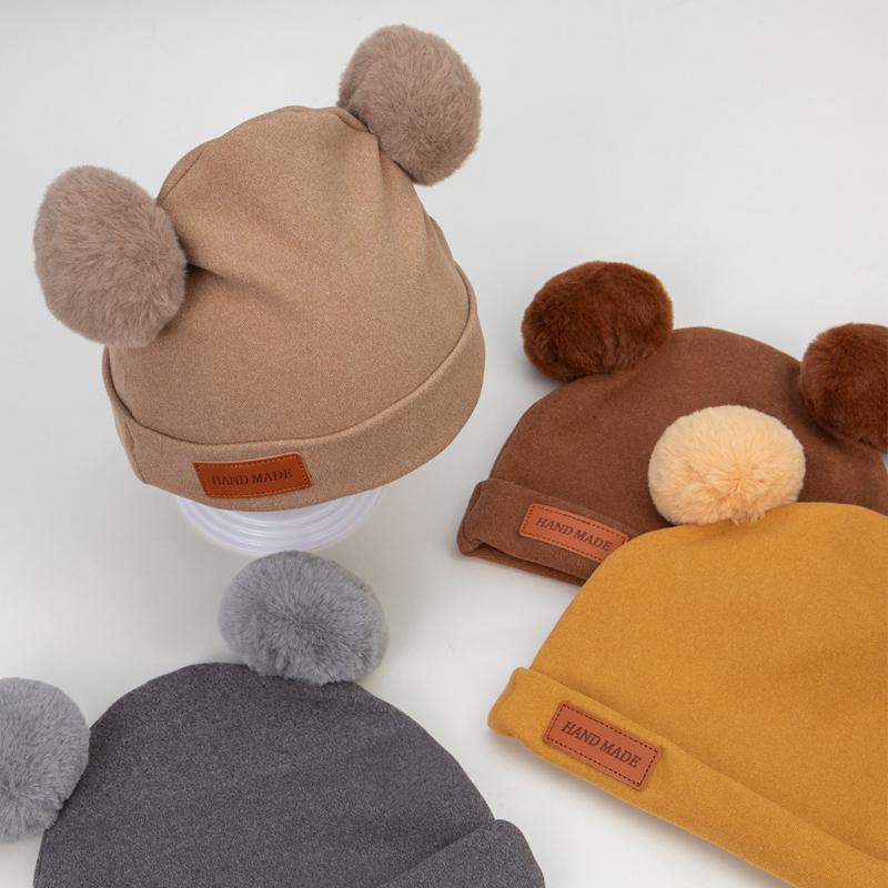 Wolle Baby Mütze Hut Herbst Winter Baby Mütze für Mädchen Jungen Bommel Kinder Hut Säugling Motorhaube Kleinkind Zubehör 1-3y