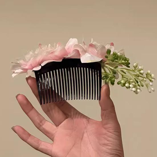Hairpin 3D Artificial Flower Decor Hair Comb Easy To Wear Broken Hair Fixer Outdoor Travel Hair Stick Hair