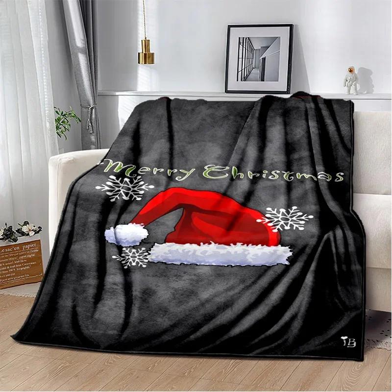 Merry Christmas Tree Santa Claus Kids Gift Cartoon Plush Blanket,Flannel Blanket Throw Blanket for Living Room Bedroom Bed Sofa