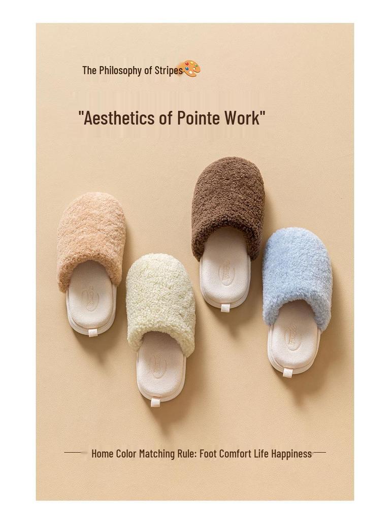 Detachable Winter Indoor Non-Slip Furry Velvet Waterproof Slippers for Couples