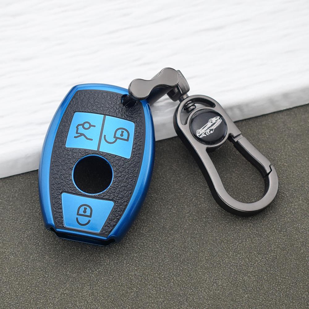 Soft Tpu Leather Remote Key Cover For Mercedes Benz A/B/G/R Class Gla Glk Fit For W176 W204 W251 W463 Key Ring Keychain Set