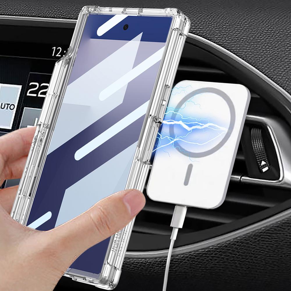 GKK For Samsung Galaxy Z Fold7 5G Magnetic Case Airbag Drop-Proof Hinge Protection Phone Cover with Pen Holder/Kickstand