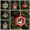 2pcs Red White Christmas Wooden Snowflakes Pendant Handmade Christmas Tree Ornaments  Party Favors