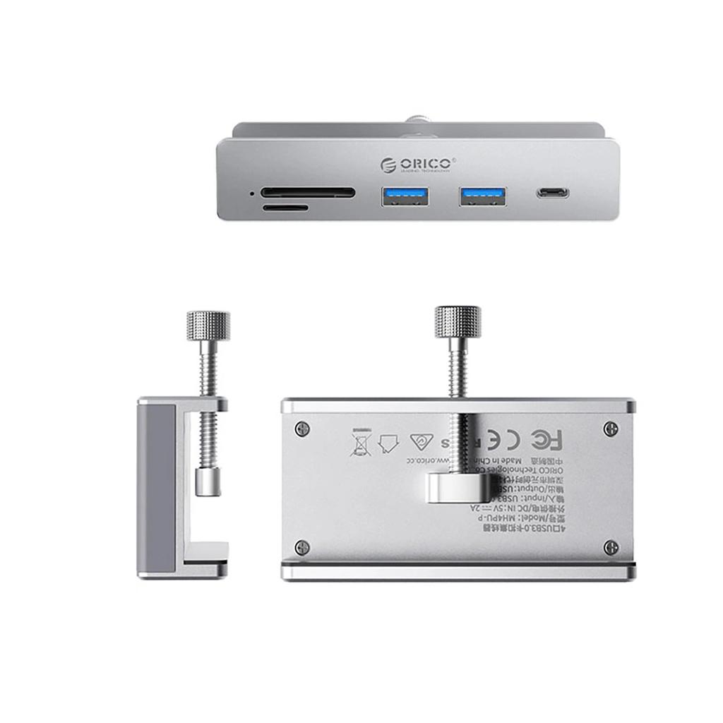 Hub Orico MH5PC montowany na zacisk USB-C / 2x USB-A 3.2 + 1x USB-C 3.2 + 1x SD&TF - srebrny