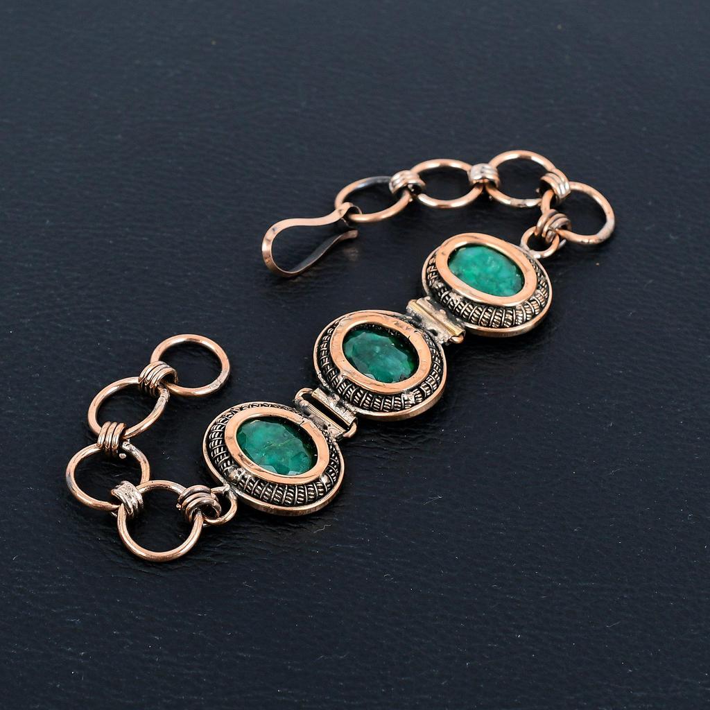 Emerald Bracelet, 999 Copper Wire Wrapped Gemstone Jewelry, Handmade Bracelet Amazing Jewelry, Gift For Her