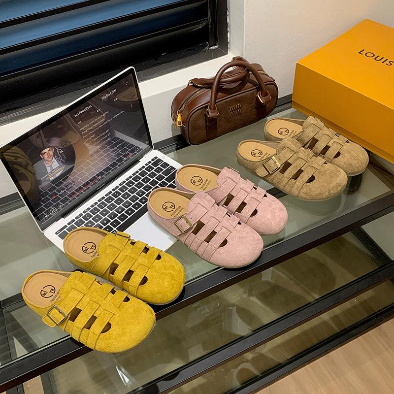 Boken Baotou Slippers Women's 2025 New Spring and Summer Hollow Breathable Retro Fashion Versatile Lazy Muller Sandals