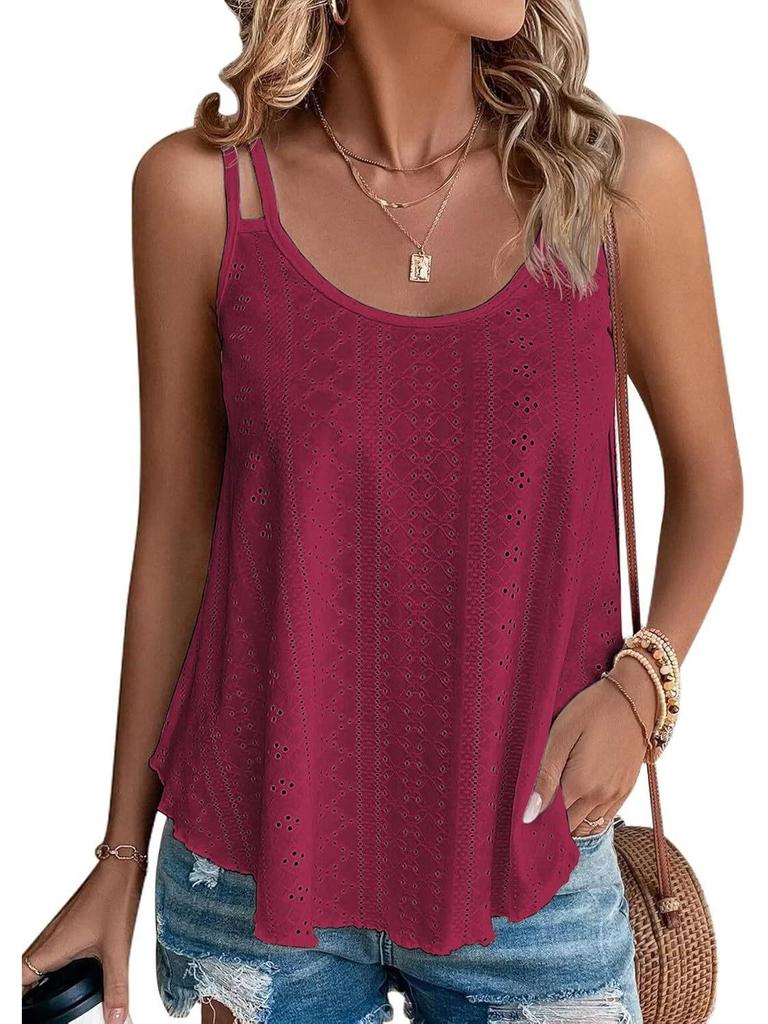 Women's Spaghetti Strap Sleeveless Tank Top - Loose Fit for Summer Vacation 2025