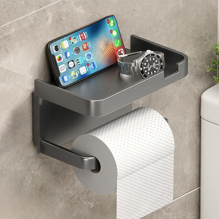 

1шт клейкий настенный держатель для туалетной бумаги без сверления с полкой для хранения double-deck серый