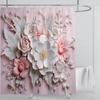 3D Flower Shower Curtain Set Colorful Printing Design Fabric Bathroom Decoration Waterproof Washable Shower Curtain With Hooks