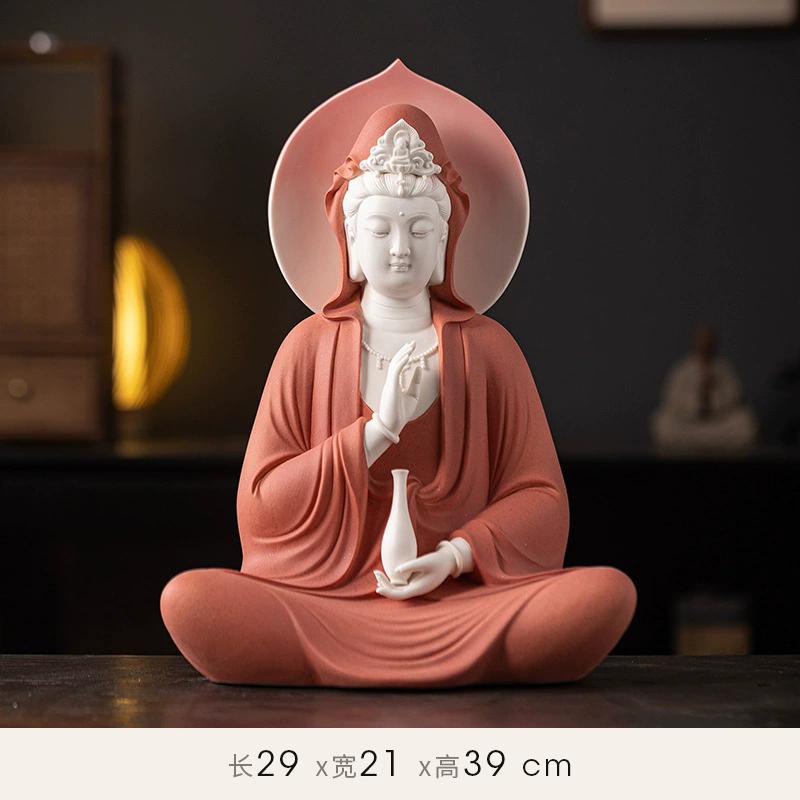 Free Pose Guan Yin Buddha Statue, White Ceramic Sitting Bodhisattva Sculpture, Serene Goddess of Mercy for Zen Home Temple Decor