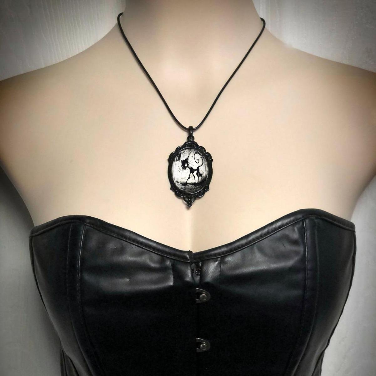 Gothic Victorian Filigree Pendant Necklace for Halloween