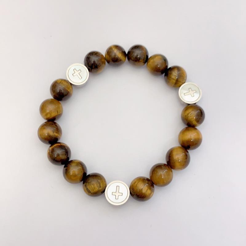 JYL TS Bracelet  Monkey King Auspicious Style Brings Courage & Wisdom Tiger eye cross 18cm vanilla ice