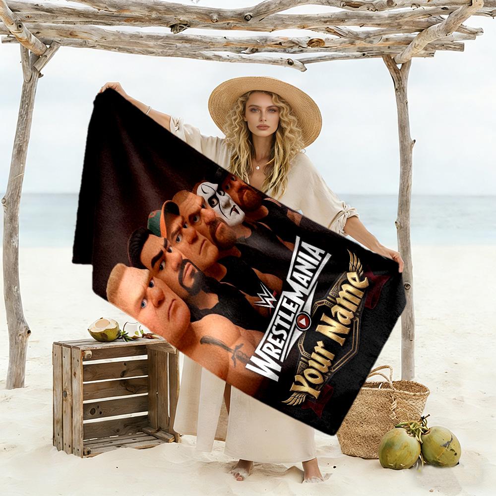 Wrestlemania Customized Name Beach Towel Soft Durable Quick-Dry Portable for SwimmingBeachCamping Travel Beach AccessoriesGym
