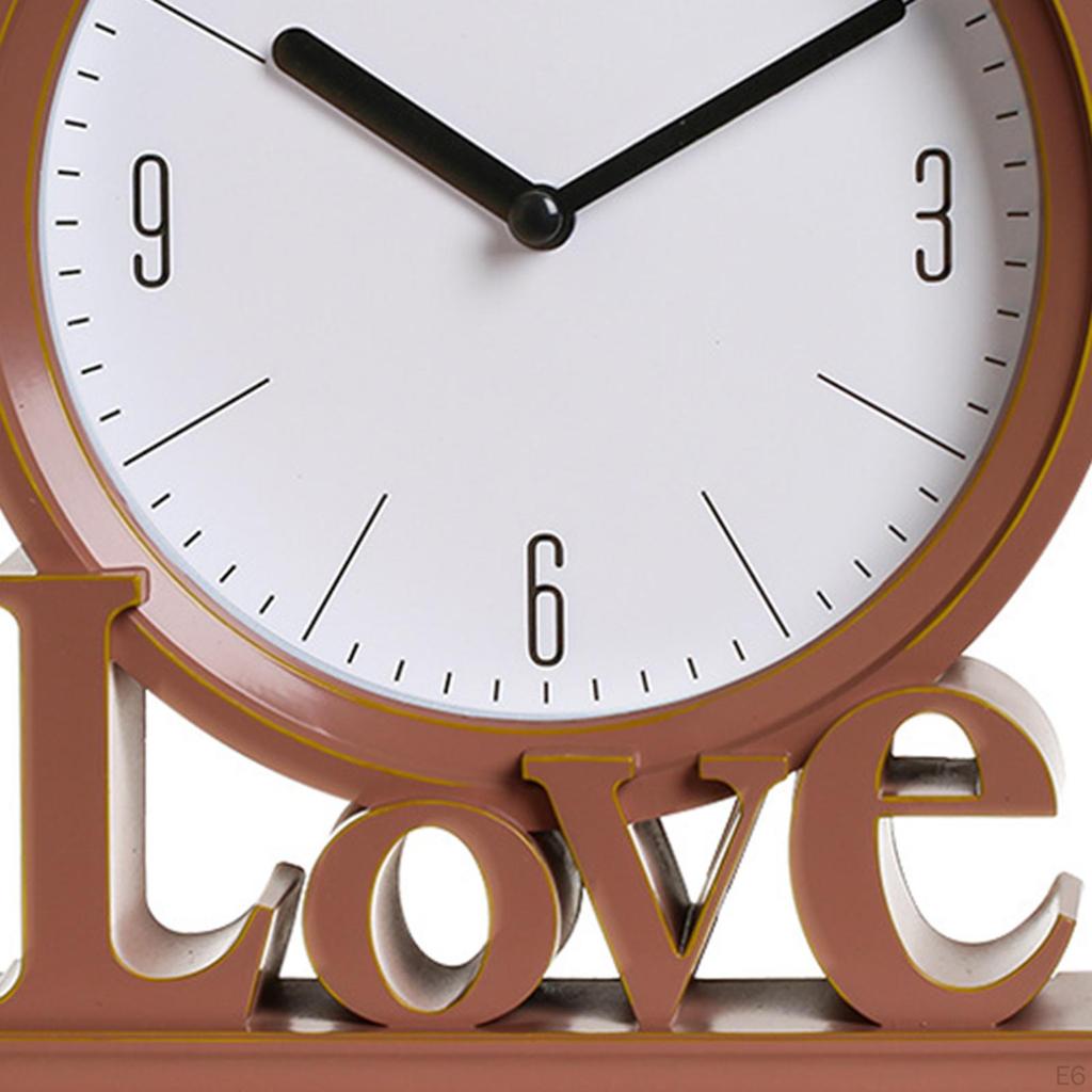 Decorative Love Word Desk Clock Non Ticking Ornament for Living Room Office , Flat Bottom Protects