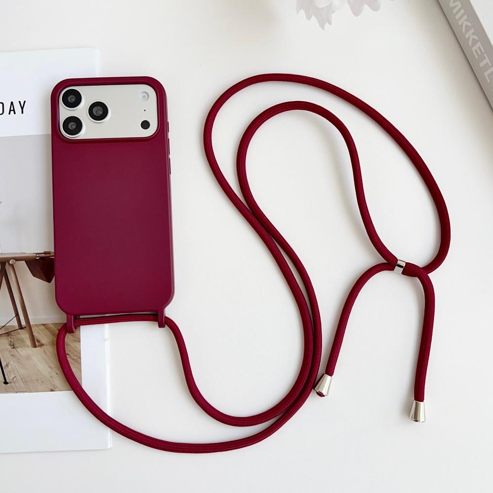 Liquid Silicone Crossbody Necklace Cord Strap Case For iPhone 17 Pro Max 16 15 14 13 12 11 XR XS X Matte Soft Protection Cover