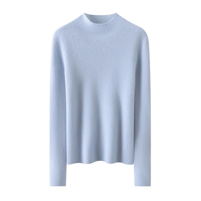 Seamless Pure Cashmere Slim-Fit Ribbed Sweater for Women - Autumn/Winter 2026 Half-High Neck