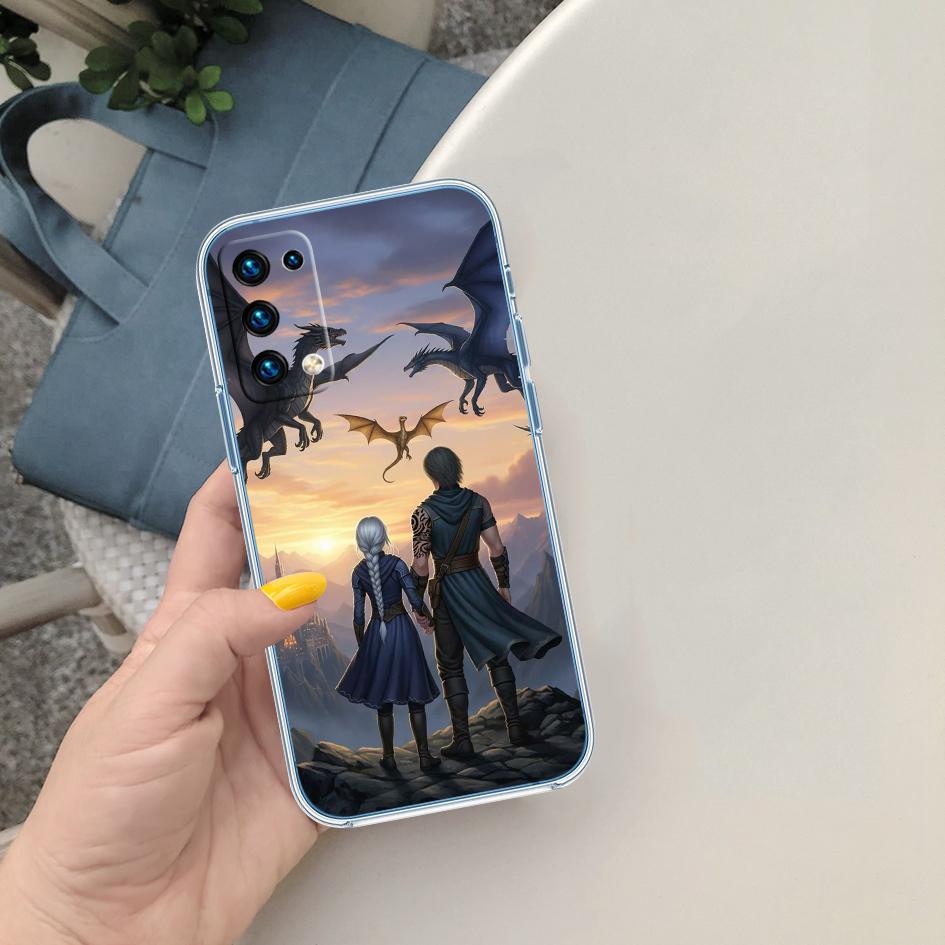 CJ56 Fourth Wing Dragons Soft Shell Transparent Phone Case for Motorola Moto G7 G8 G9 G84 G85 G73 G24 G15 Z2 Play Power Plus