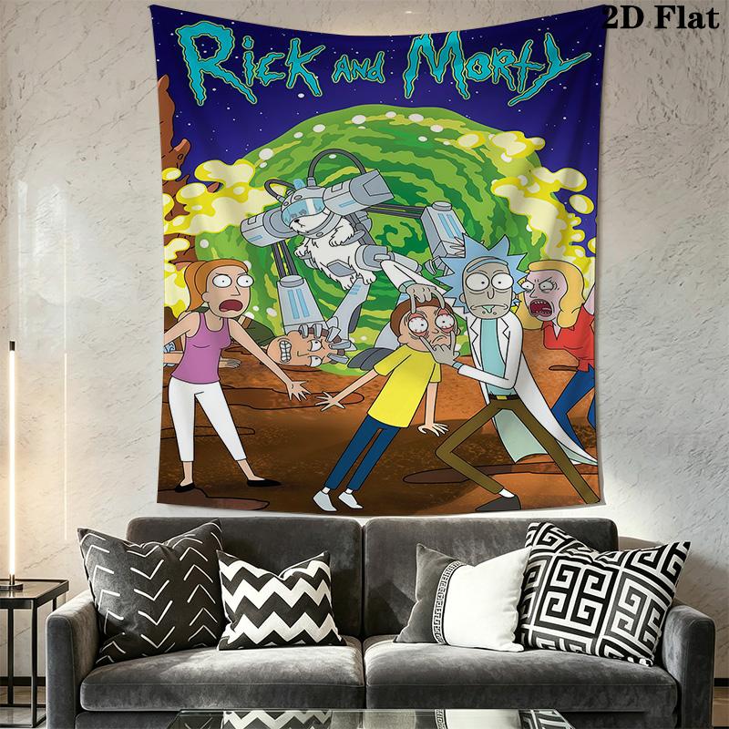 Rick Morty Cosmic Adventure Tapestry Fashion Print Wallmounted Homestay Soft Decoration Tapestry Soft Christmas Gift