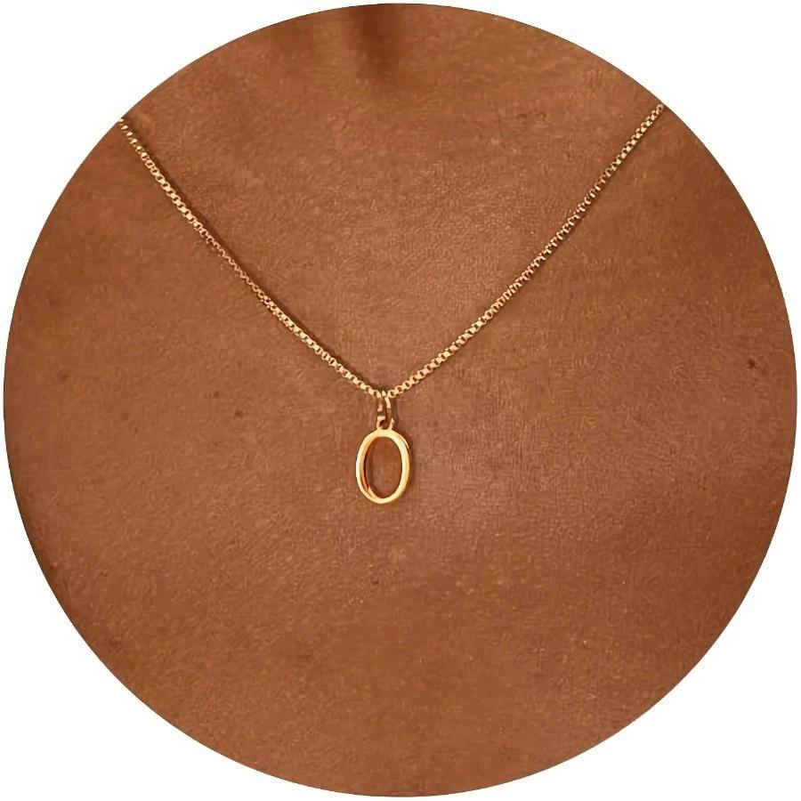 Colar com Inicial A-Z Banhado a Ouro 18K Colar de Letra Fofa em Aço Inoxidável para Mulheres