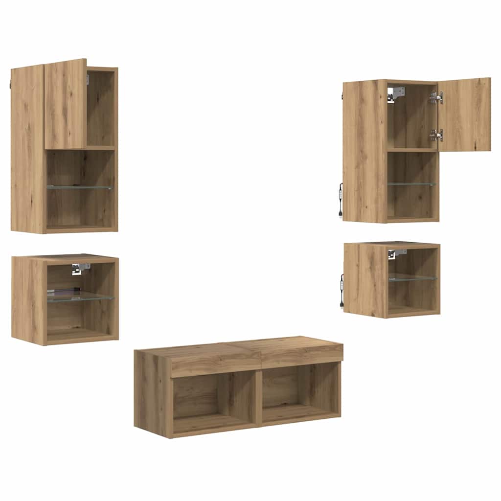 TV Wall Units 8 pcs Artisan Oak Wood Based Material