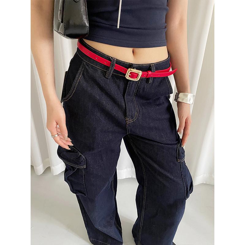 Bohemian Roter Pu-Leder-Taillengürtel Für Damen Mit Vintage-Krokodilmuster Für Kleider Oder Jeans