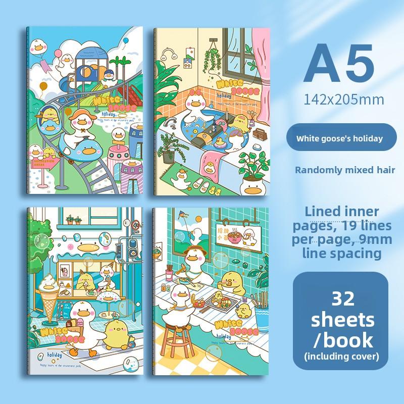 Cute Cartoon B5 Notebook Student Thickened Notepad Sewing Soft Surface Copy Car Line Book Horizontal Line Office A5 Book