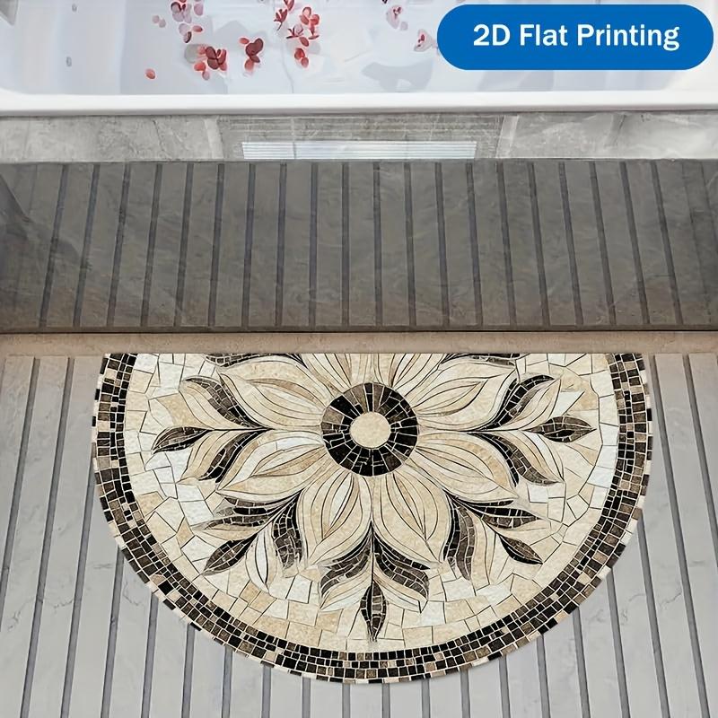 Bohemian Style Semi-Circular Carpet Soft Non-Slip Decorative Mat 2D Print Aesthetic Rug for Entrance Porch Festive Home Decor