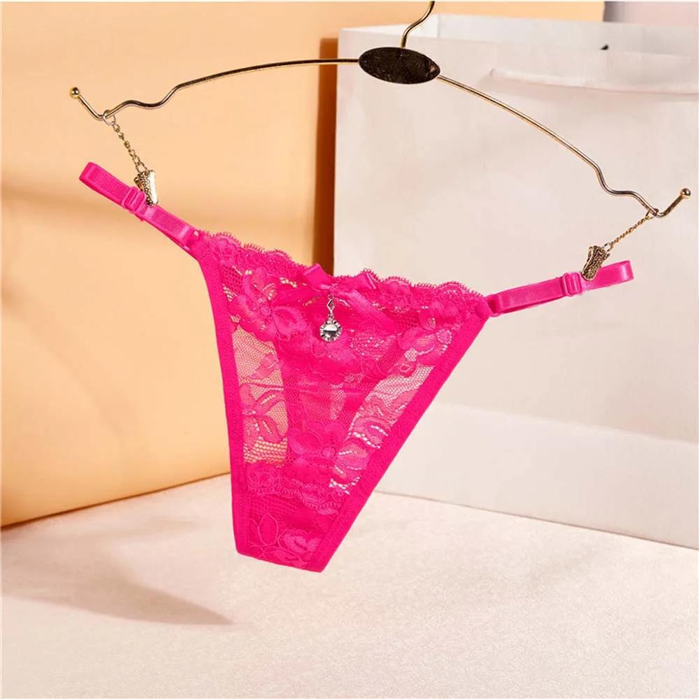 1 Pc Sexy G-string Thongs Women Panties Floral Sheer Underwear Soft Side Tie Lingerie Briefs Lace Transparent Thong Panties