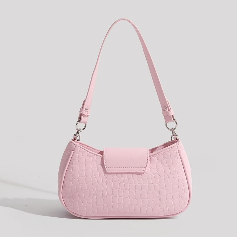 Fashiable Y2K Hot Girl Handbag, Motorcycle Style Solid Color Women's Bag, Commuting Heart Chain Shoulder Armpit Bags