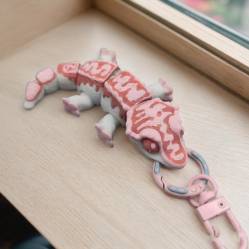 3D Printed Mini Eyelash Horns, Gecko Keychain, Home Decor, Handicrafts, Jointed, Movable, Bag Charm