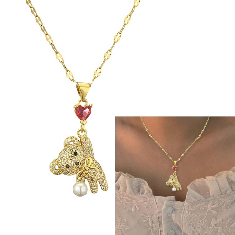 Simple Necklace Fashionable Bear Pendant Necklace Bear Neck Jewelry Perfect for Youthful Couple or Close Friend Present