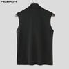 INCERUN Men Swing Collar Sleeveless Glitter Patchwork Casual Party Tank Tops