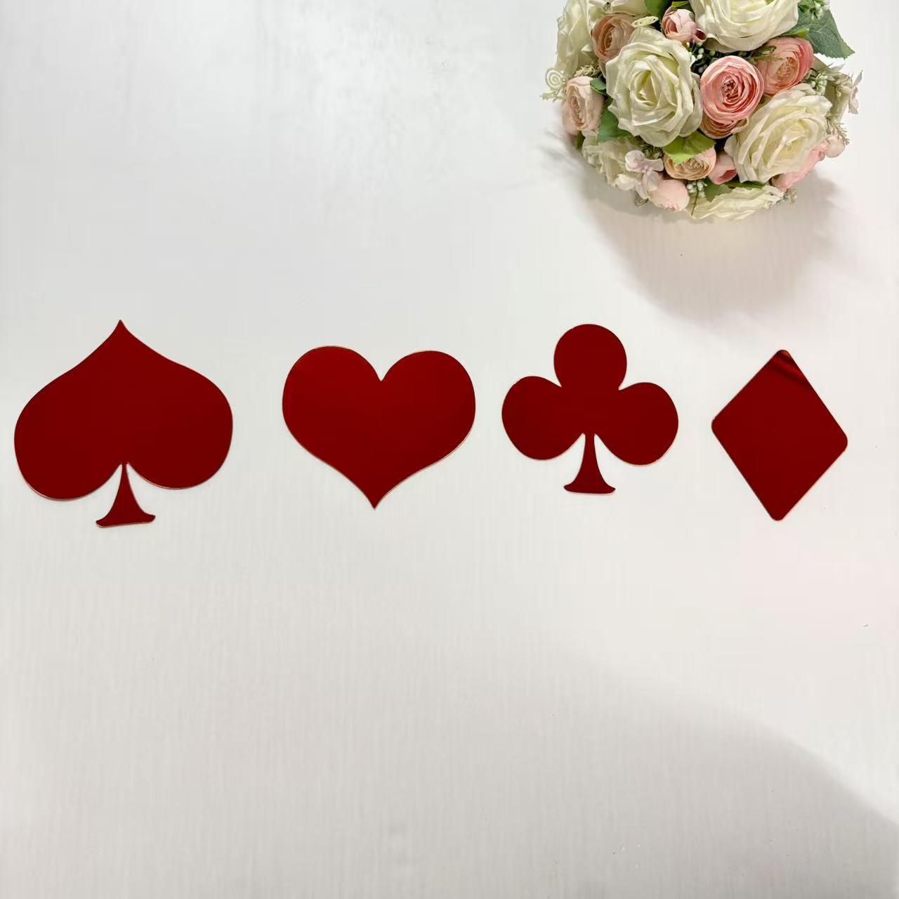 

4-Piece Poker Suit Mirror Wall Stickers - Living Room & Bedroom Decor 4 pieces красный