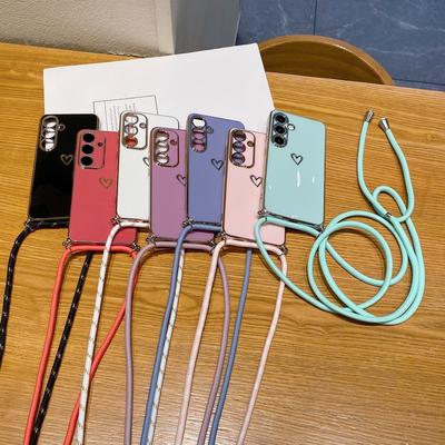 Umhängetasche mit Lanyard-Design mit Liebesherz-Print für Samsung S25 Ultra S24 FE S23 A36 A16 A55 A06 Linsenschutz Stoßfeste Beschichtung TPU Schlanke, weiche Telefonabdeckung